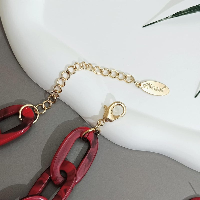 Bocar Acrylic Chunky Statement Necklace for Women Cube Link Chain Collar Necklace and Hoop Earrings Costome Jewelry Set - Image 5